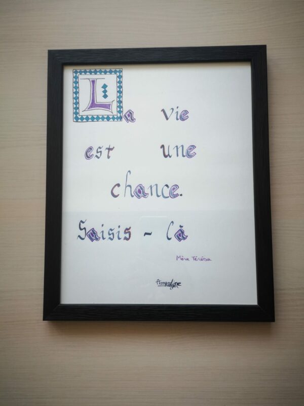 Tableau Calligraphie "La vie est une chance, saisis-là"