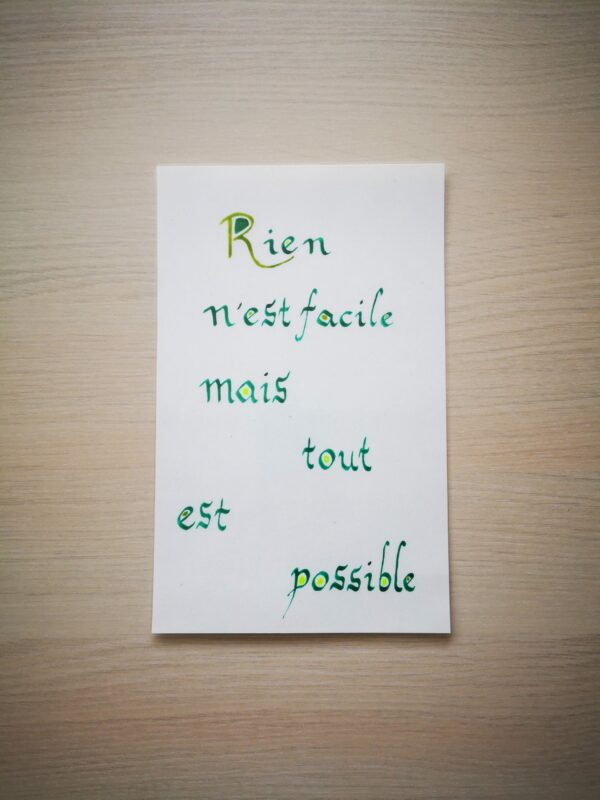 Carte Citation "Rien n'est facile mais tout est possible"